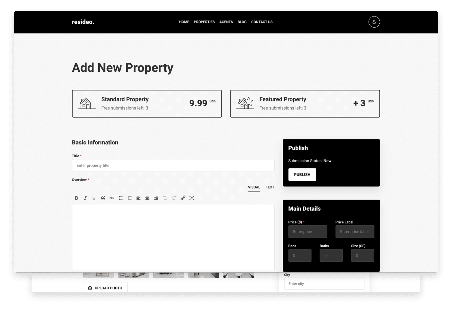 Resideo - Front-end property submission