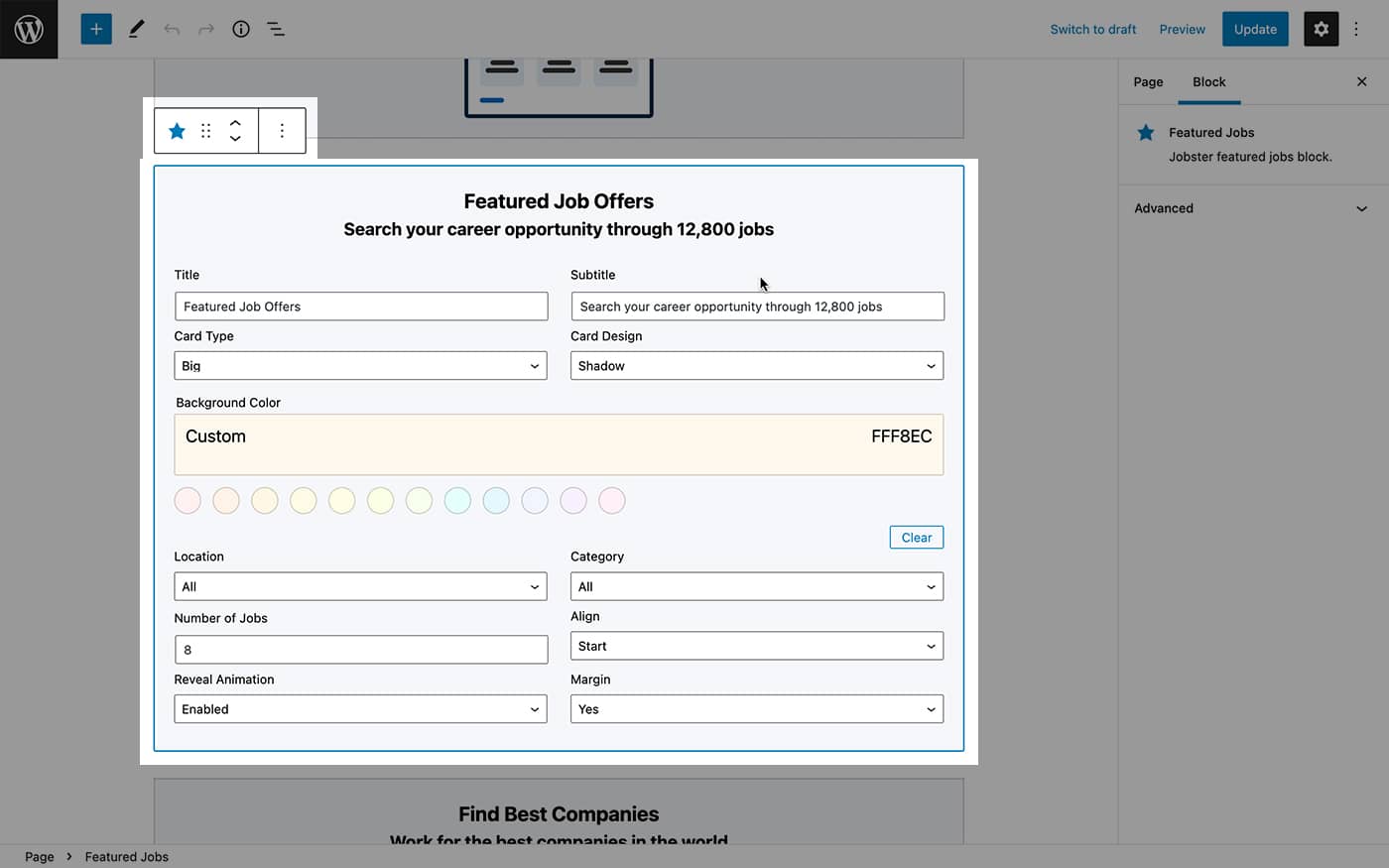 Jobster theme featured jobs module options