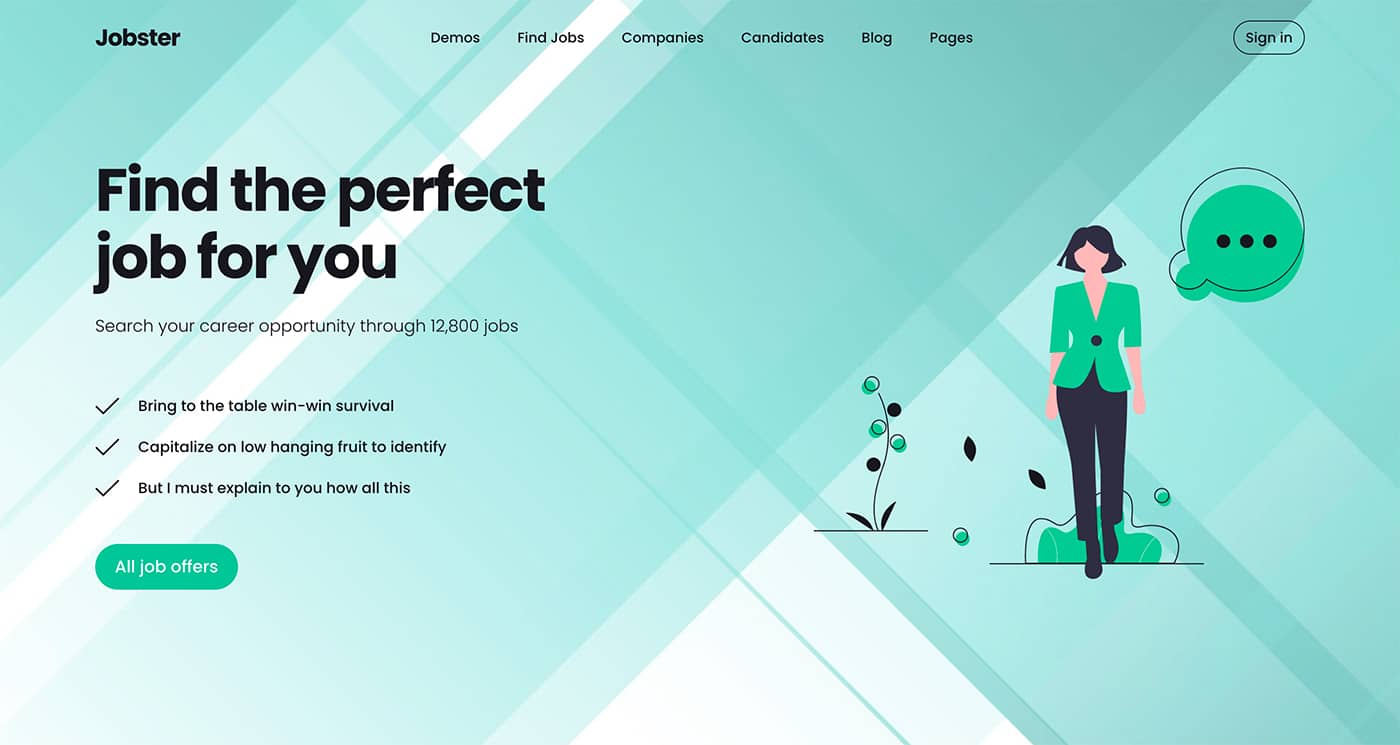 Jobster theme right image page header